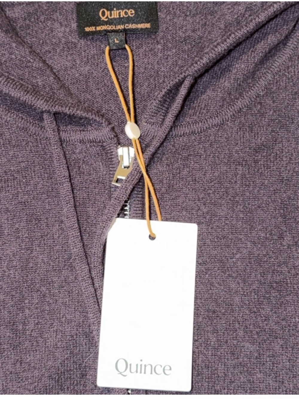 Quince Mongolian Cashmere Full Zip Hoodie- Deep Orchid Purple - NWT. Large - Picture 2 of 5
